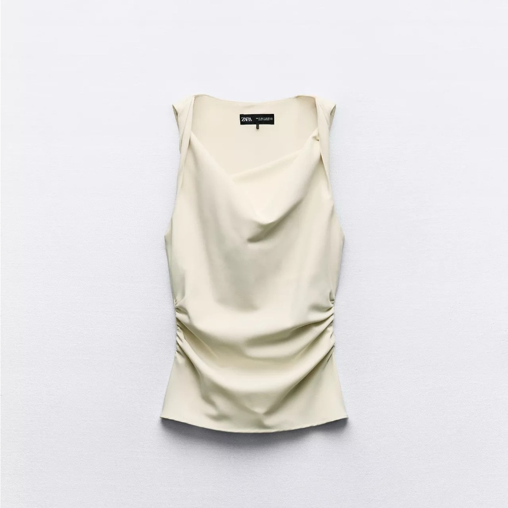 Zara Cream Draped Tank Top